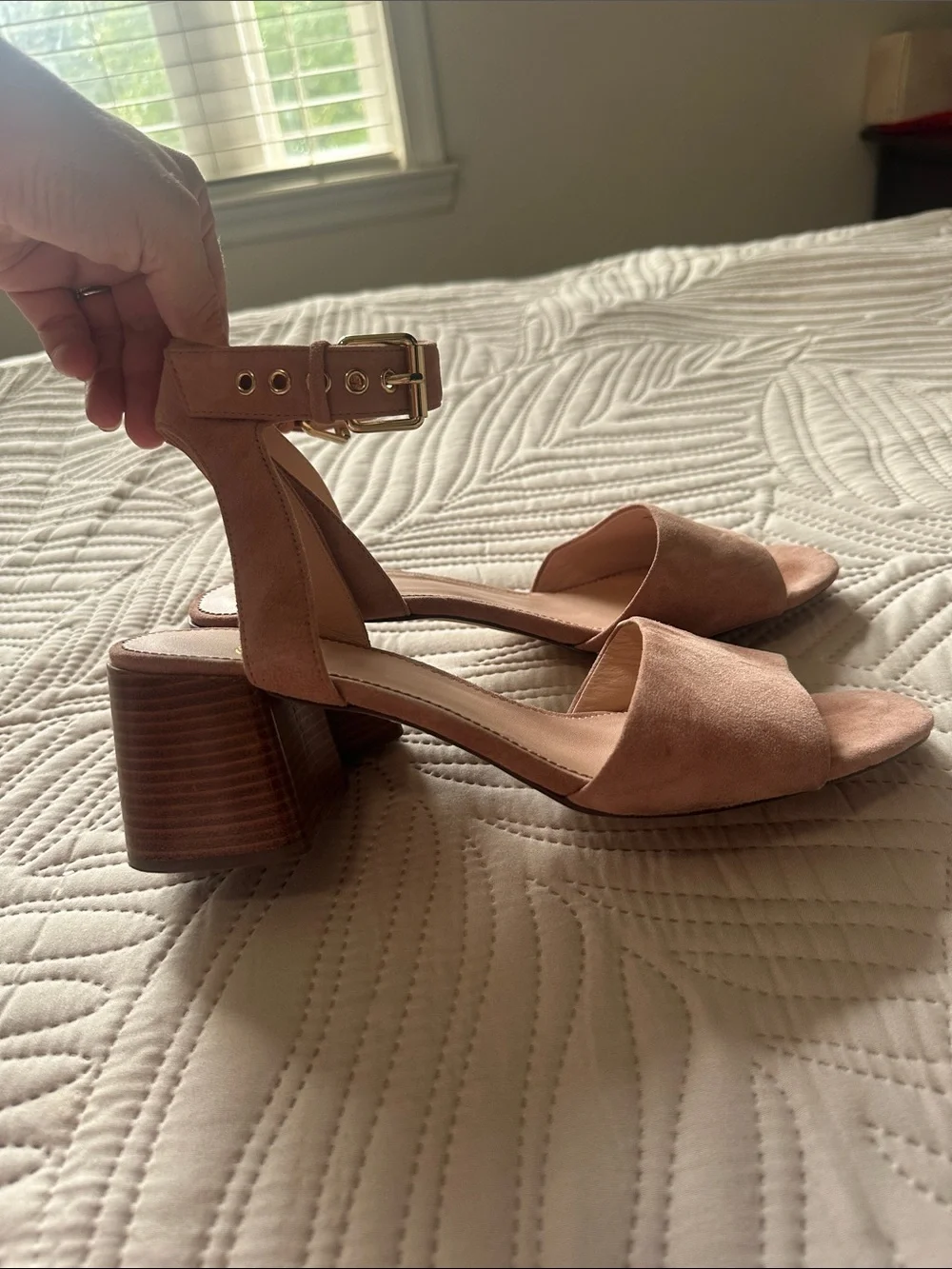 J. Crew Suede Ankle-Strap Block Heel Sandals - Blush